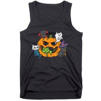 Vampire Ghost Zombie Witch Cats In Pumpkin Halloween Tank Top