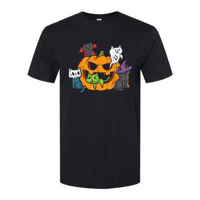 Vampire Ghost Zombie Witch Cats In Pumpkin Halloween Softstyle CVC T-Shirt