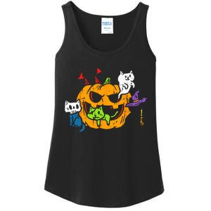 Vampire Ghost Zombie Witch Cats In Pumpkin Cute Halloween Ladies Essential Tank