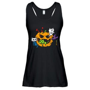 Vampire Ghost Zombie Witch Cats In Pumpkin Cute Halloween Ladies Essential Flowy Tank