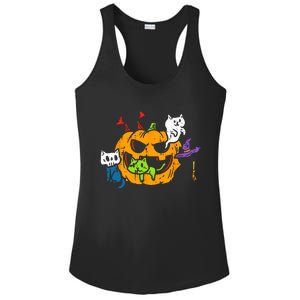 Vampire Ghost Zombie Witch Cats In Pumpkin Cute Halloween Ladies PosiCharge Competitor Racerback Tank