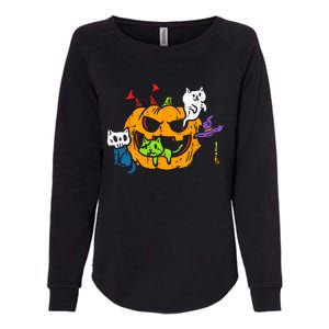 Vampire Ghost Zombie Witch Cats In Pumpkin Cute Halloween Womens California Wash Sweatshirt