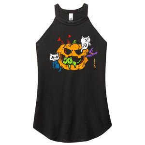 Vampire Ghost Zombie Witch Cats In Pumpkin Cute Halloween Women's Perfect Tri Rocker Tank