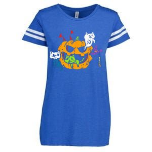 Vampire Ghost Zombie Witch Cats In Pumpkin Cute Halloween Enza Ladies Jersey Football T-Shirt