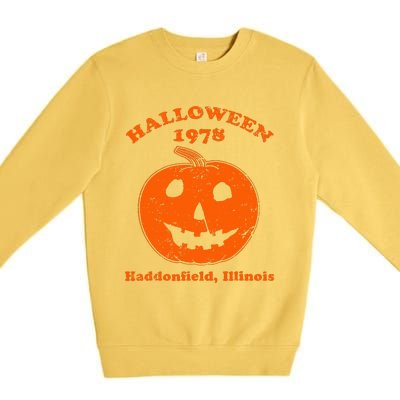 Vintage Halloween 1978 Pumpkin Haddonfield Illinois Premium Crewneck Sweatshirt