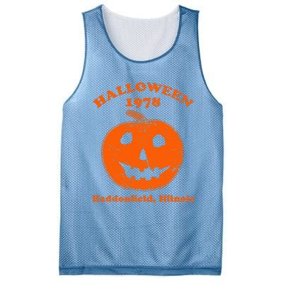 Vintage Halloween 1978 Pumpkin Haddonfield Illinois Mesh Reversible Basketball Jersey Tank