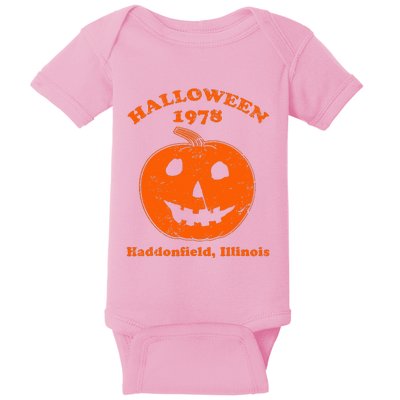 Vintage Halloween 1978 Pumpkin Haddonfield Illinois Baby Bodysuit