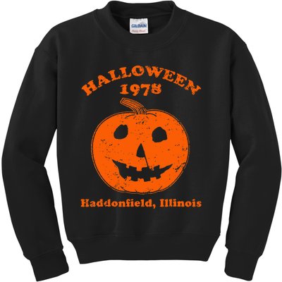 Vintage Halloween 1978 Pumpkin Haddonfield Illinois Kids Sweatshirt