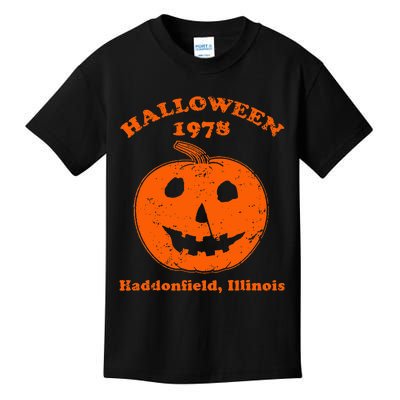 Vintage Halloween 1978 Pumpkin Haddonfield Illinois Kids T-Shirt