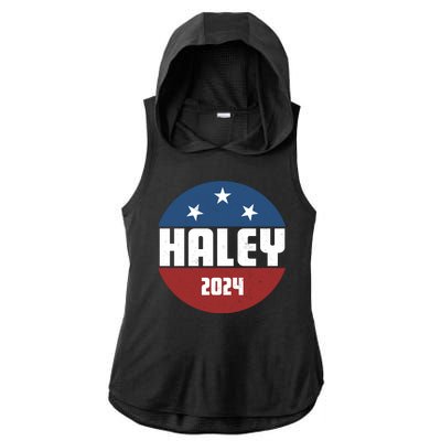 Vote Haley 2024 Election Retro Vintage Ladies PosiCharge Tri-Blend Wicking Draft Hoodie Tank