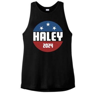 Vote Haley 2024 Election Retro Vintage Ladies PosiCharge Tri-Blend Wicking Tank