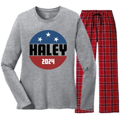 Vote Haley 2024 Election Retro Vintage Women's Long Sleeve Flannel Pajama Set 