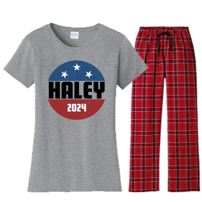 Vote Haley 2024 Election Retro Vintage Women's Flannel Pajama Set