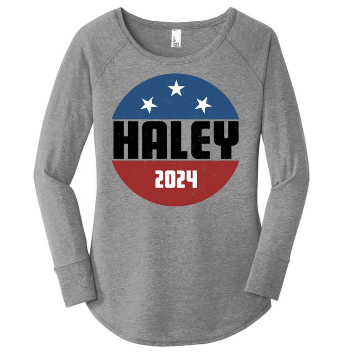 Vote Haley 2024 Election Retro Vintage Women's Perfect Tri Tunic Long Sleeve Shirt