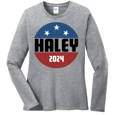 Vote Haley 2024 Election Retro Vintage Ladies Long Sleeve Shirt