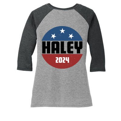 Vote Haley 2024 Election Retro Vintage Women's Tri-Blend 3/4-Sleeve Raglan Shirt