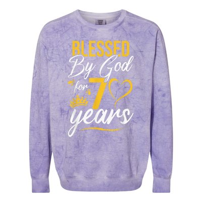 Vintage Happy 70 years Blessed by God for 70th Birthday gift Colorblast Crewneck Sweatshirt