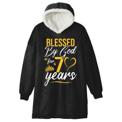 Vintage Happy 70 years Blessed by God for 70th Birthday gift Hooded Wearable Blanket