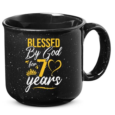 Vintage Happy 70 years Blessed by God for 70th Birthday gift 15oz Campfire Ceramic Mug