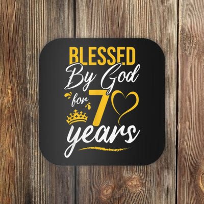 Vintage Happy 70 years Blessed by God for 70th Birthday gift Coaster