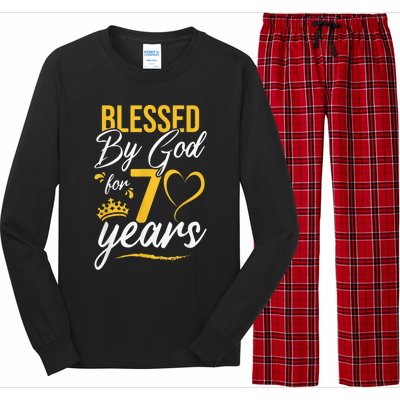 Vintage Happy 70 years Blessed by God for 70th Birthday gift Long Sleeve Pajama Set