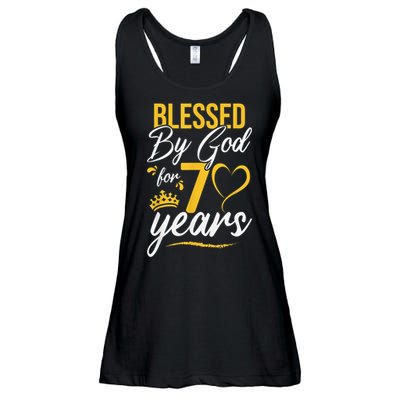 Vintage Happy 70 years Blessed by God for 70th Birthday gift Ladies Essential Flowy Tank