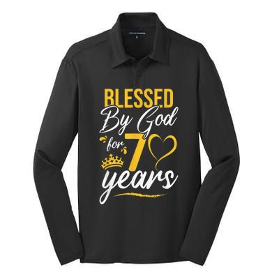 Vintage Happy 70 years Blessed by God for 70th Birthday gift Silk Touch Performance Long Sleeve Polo