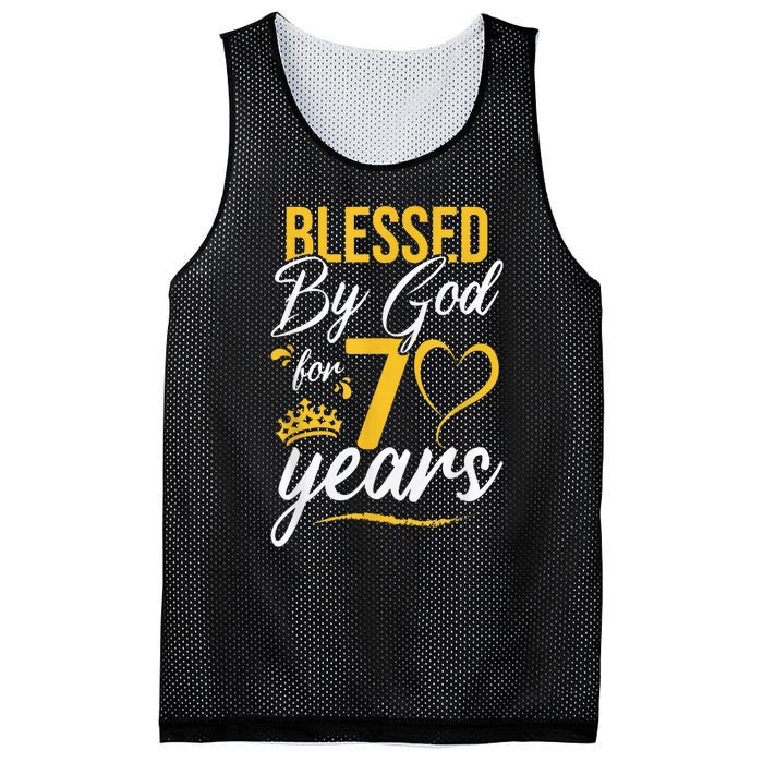 Vintage Happy 70 years Blessed by God for 70th Birthday gift Mesh Reversible Basketball Jersey Tank