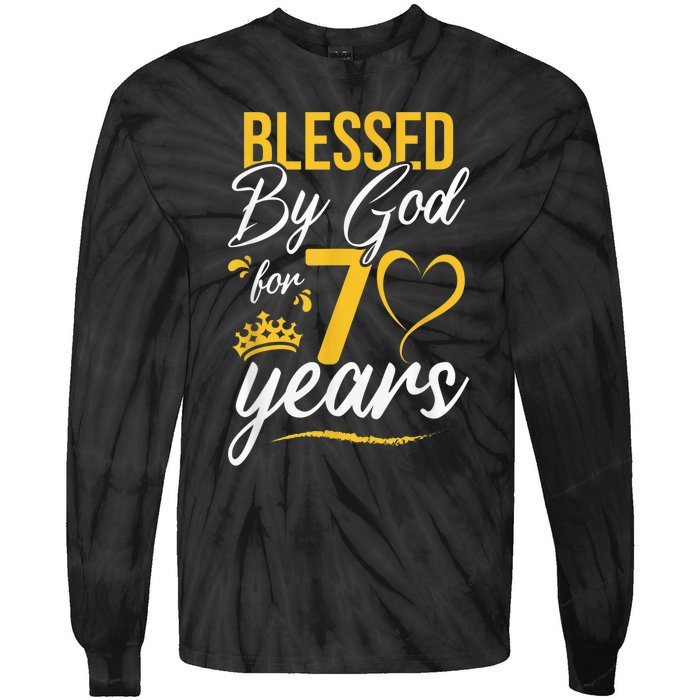 Vintage Happy 70 years Blessed by God for 70th Birthday gift Tie-Dye Long Sleeve Shirt