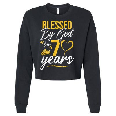 Vintage Happy 70 years Blessed by God for 70th Birthday gift Cropped Pullover Crew