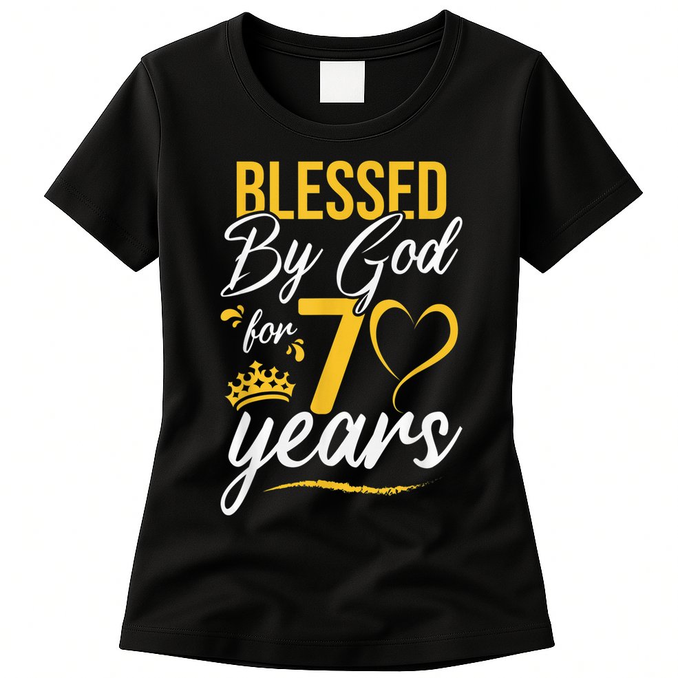 Vintage Happy 70 years Blessed by God for 70th Birthday gift Womens T-Shirt