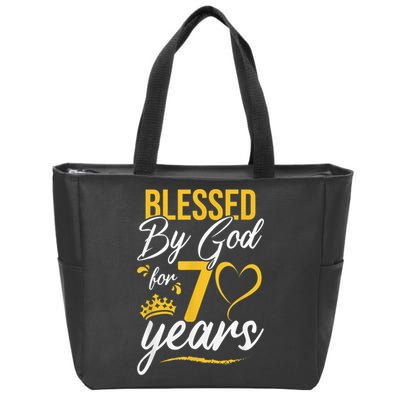 Vintage Happy 70 years Blessed by God for 70th Birthday gift Zip Tote Bag
