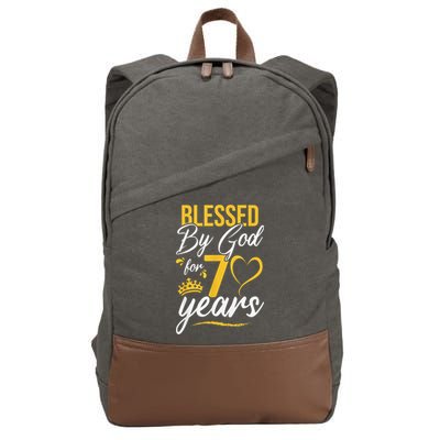 Vintage Happy 70 years Blessed by God for 70th Birthday gift Cotton Canvas Backpack