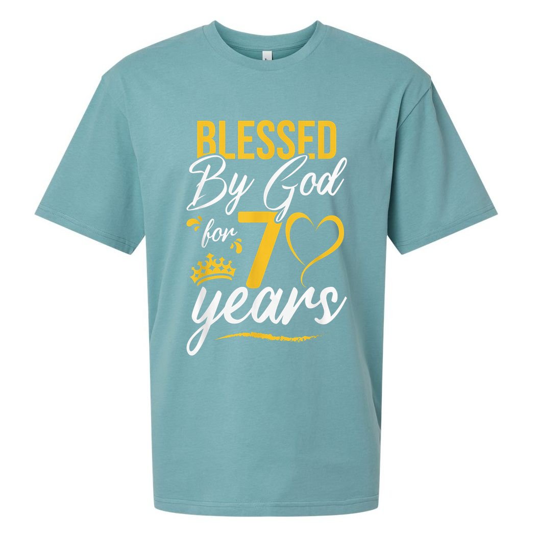 Vintage Happy 70 years Blessed by God for 70th Birthday gift Sueded Cloud Jersey T-Shirt