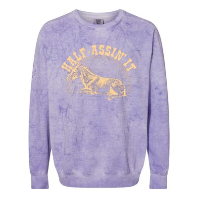 Vintage Half Assin It Mule Donkey Colorblast Crewneck Sweatshirt