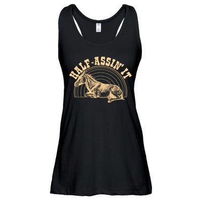 Vintage Half Assin It Mule Donkey Ladies Essential Flowy Tank