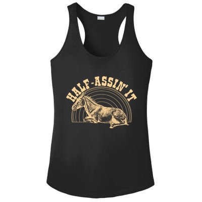 Vintage Half Assin It Mule Donkey Ladies PosiCharge Competitor Racerback Tank