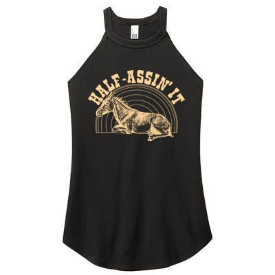 Vintage Half Assin It Mule Donkey Women's Perfect Tri Rocker Tank