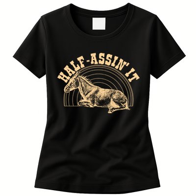 Vintage Half Assin It Mule Donkey Womens T-Shirt