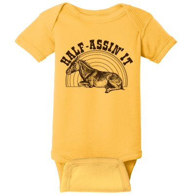 Vintage Half Assin It Mule Donkey Baby Bodysuit
