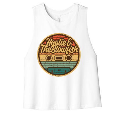 Vintage Hooties And Blowfish Retro Cassette 80s Rock Music Women's Racerback Cropped Tank