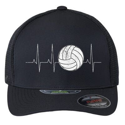 Volleyball Heartbeat As Funny Volleyball Gift Ideas Flexfit Unipanel Trucker Cap
