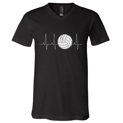 Volleyball Heartbeat As Funny Volleyball Gift Ideas V-Neck T-Shirt
