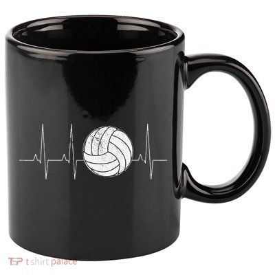 Volleyball Heartbeat As Funny Volleyball Gift Ideas 11oz C Handle Ceramic Mug