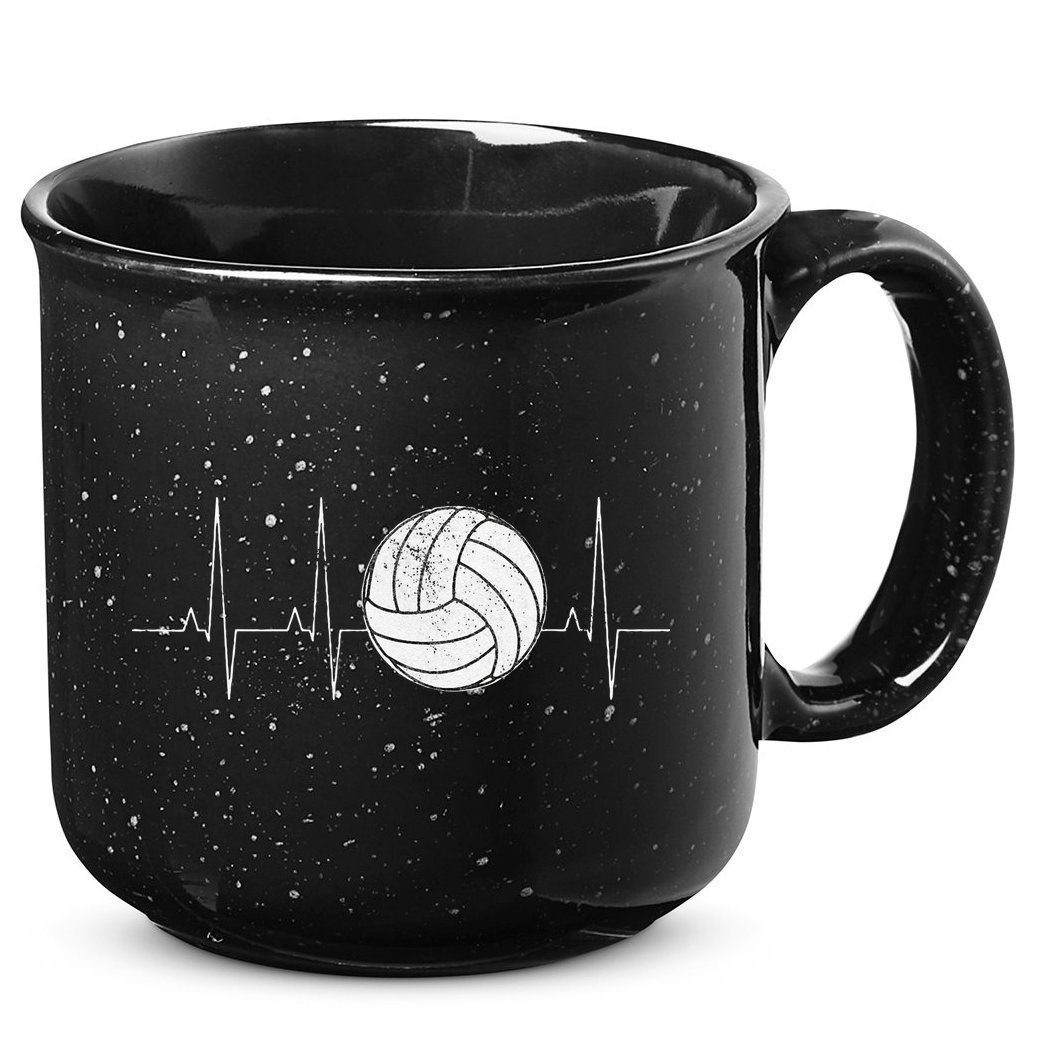Volleyball Heartbeat As Funny Volleyball Gift Ideas 15oz Campfire Ceramic Mug