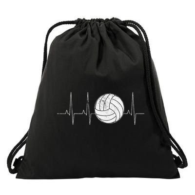 Volleyball Heartbeat As Funny Volleyball Gift Ideas Drawstring Bag