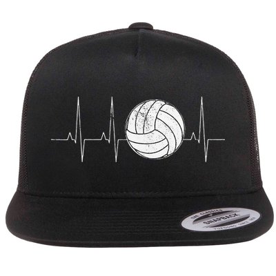 Volleyball Heartbeat As Funny Volleyball Gift Ideas Flatbill Hat