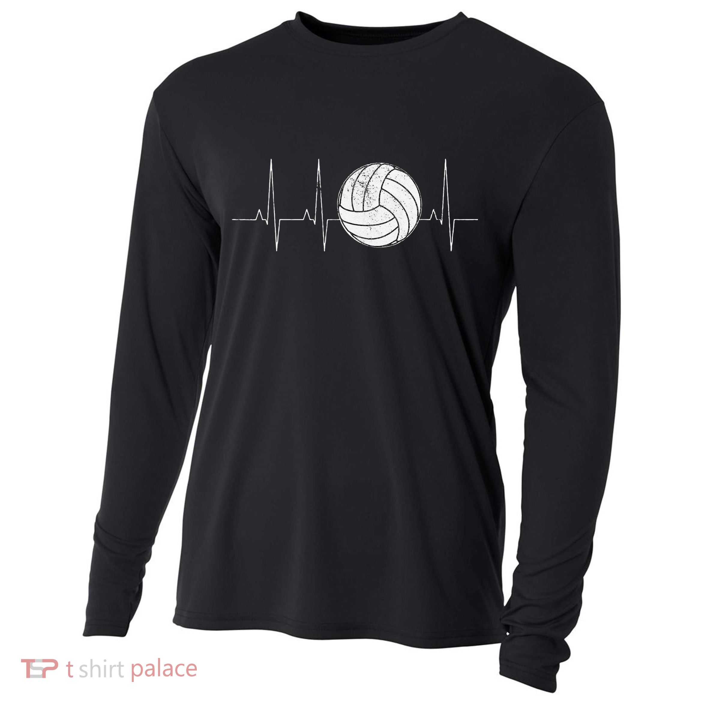 Volleyball Heartbeat As Funny Volleyball Gift Ideas Cooling Performance Long Sleeve Crew
