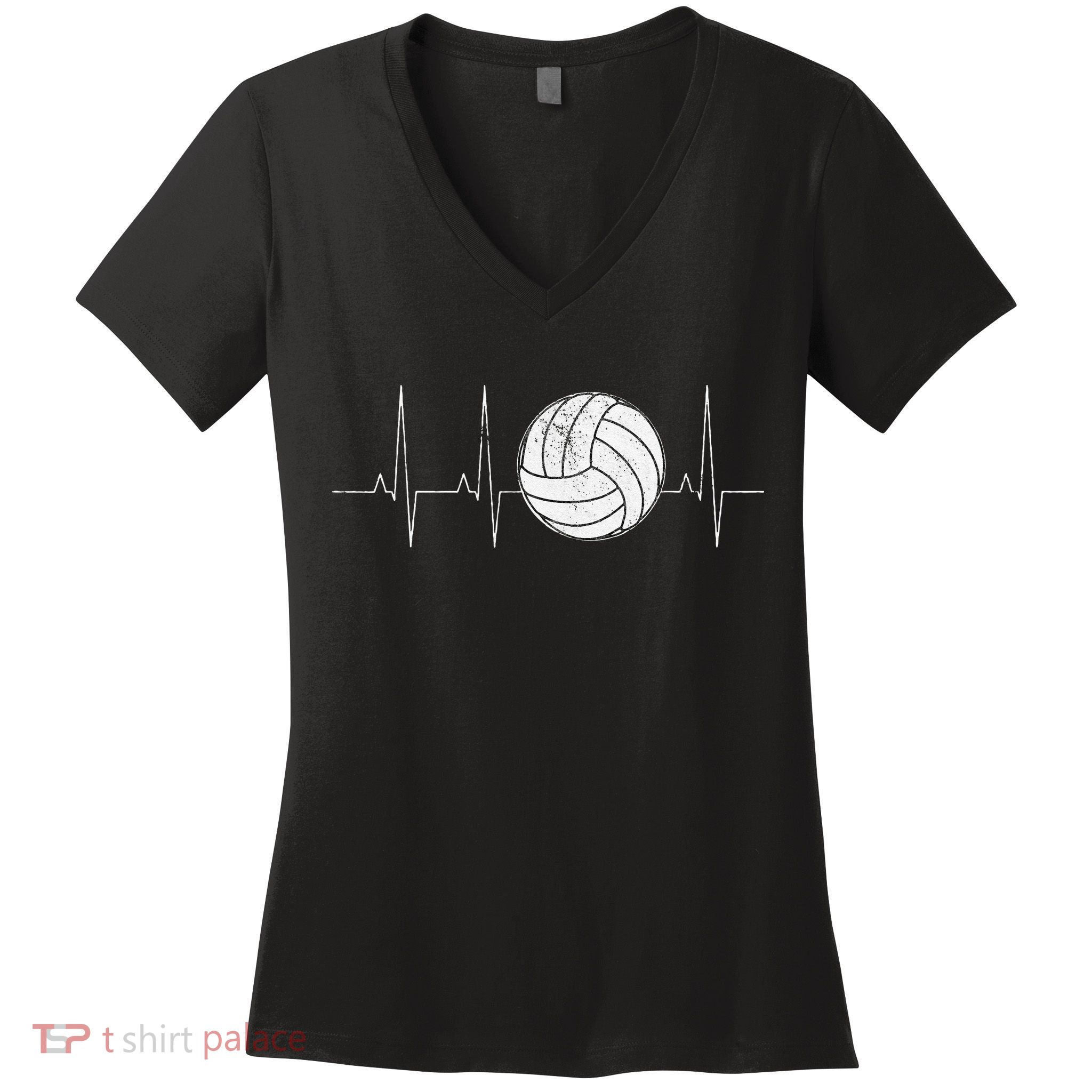 Volleyball Heartbeat As Funny Volleyball Gift Ideas Women's V-Neck T-Shirt