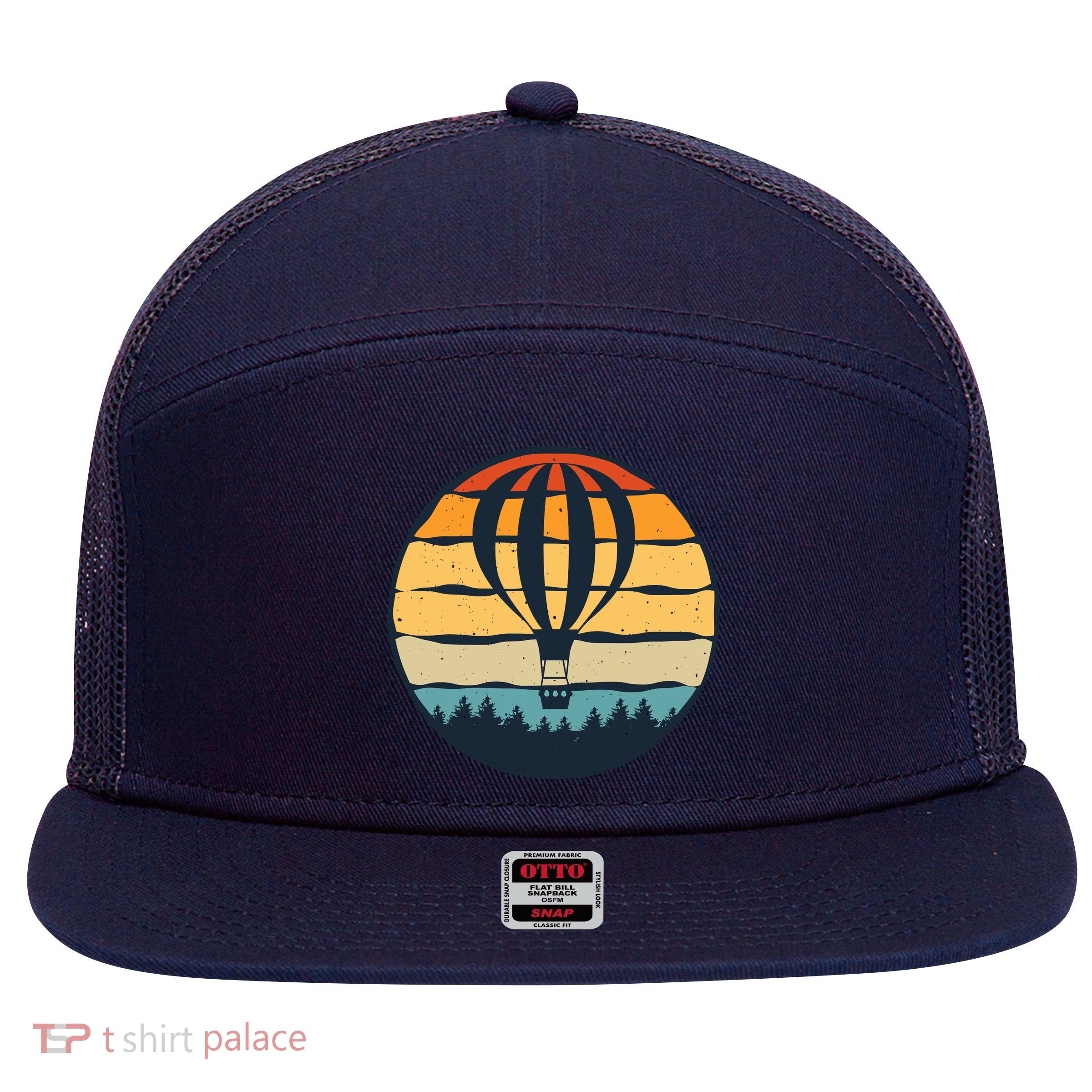 Vintage Hot Air Balloon And Ballooning Design Sky Adventure 7 Panel Mesh Trucker Snapback Hat